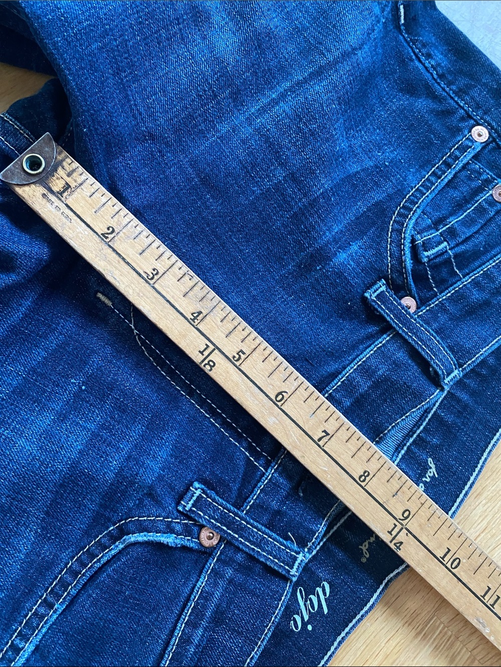 7 For All Mankind Dojo Lo Rise Dark Blue Flare Jeans Y2K - Picture 13 of 13